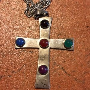 Silver stone cross
